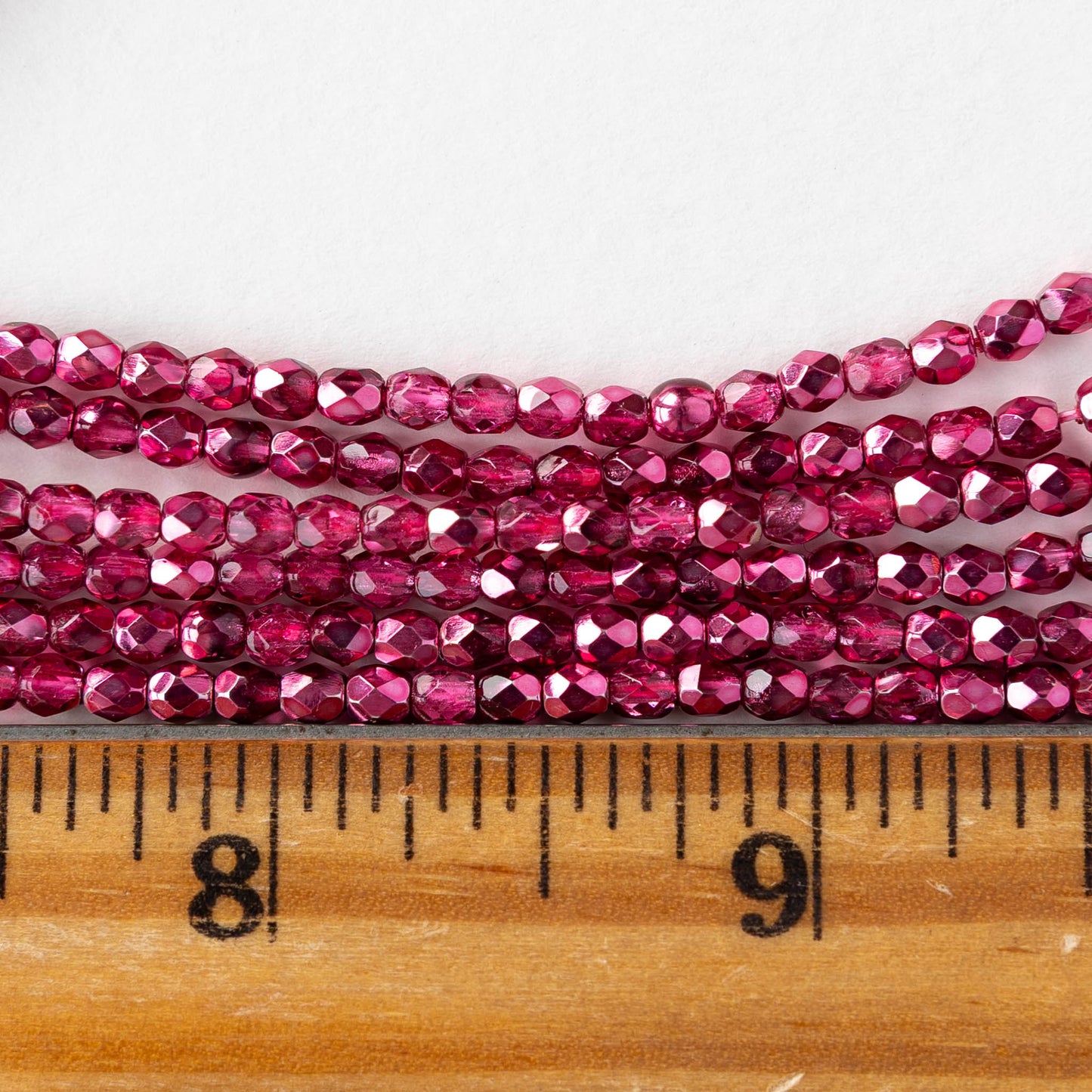 3mm Firepolished Round Beads - Crystal Rose Metallic - 50 Beads