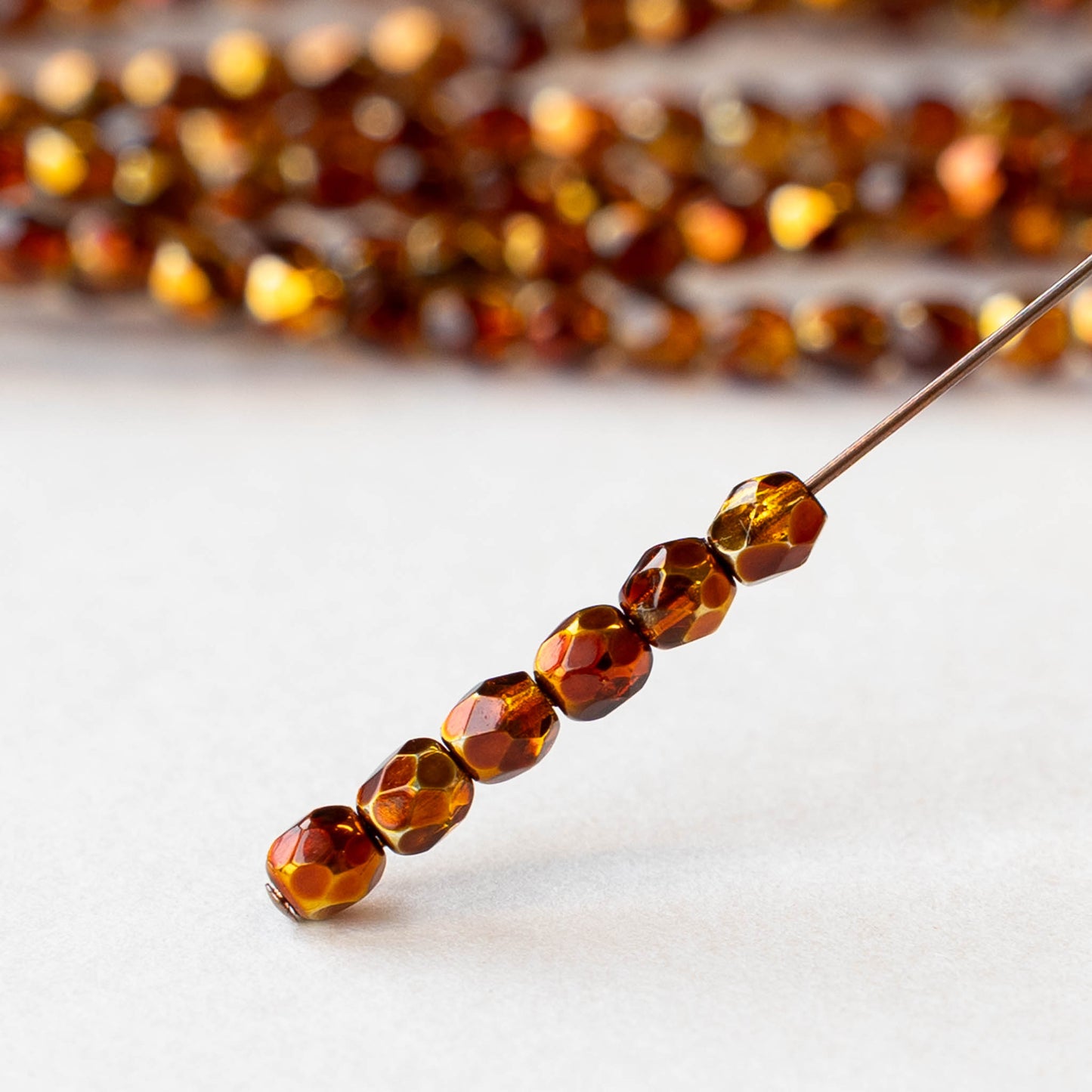 3mm Firepolished Round Beads - Crystal Topaz Metallic Ice - 50 Beads