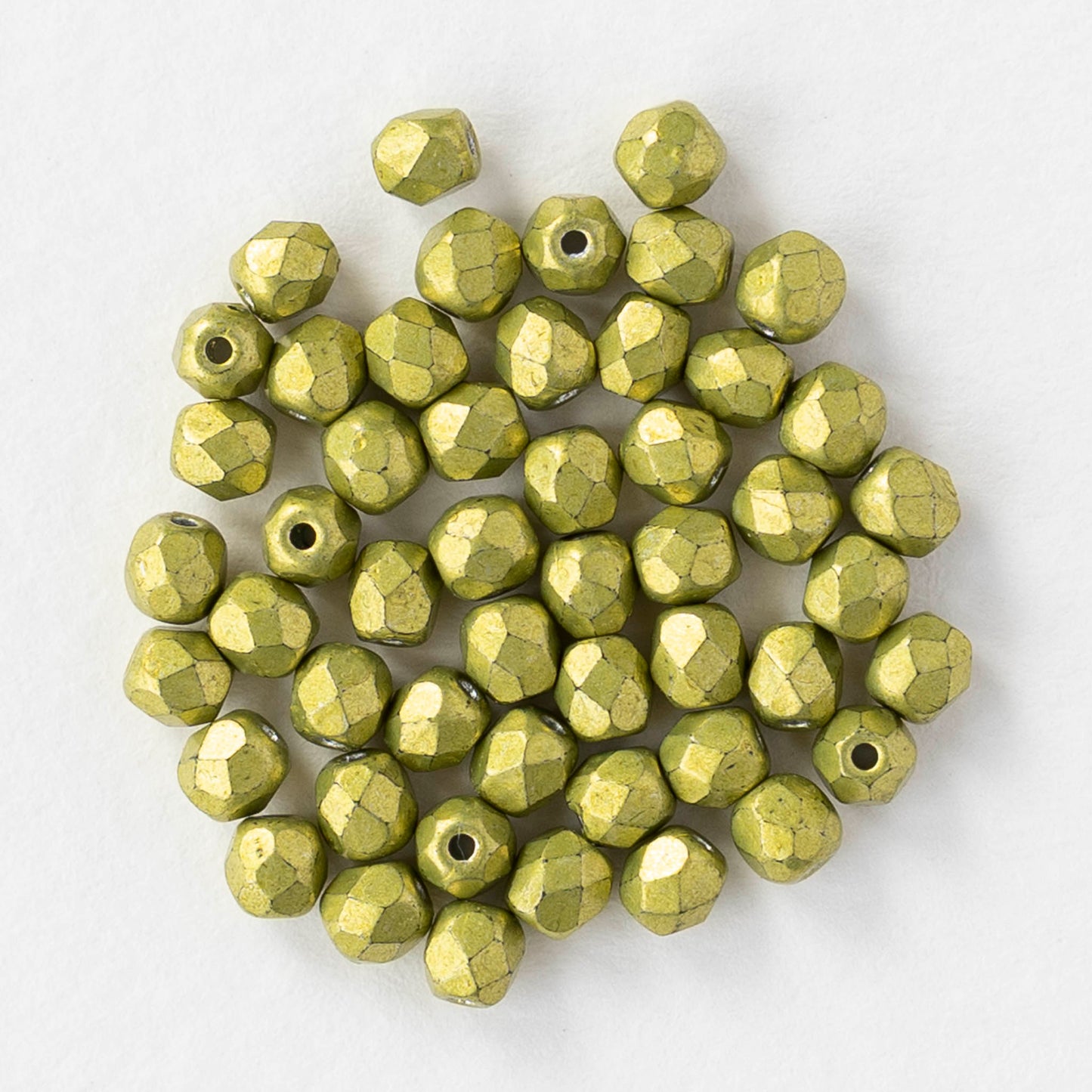 3mm Firepolished Round Beads - Saturated Metallic Primrose - 50 Beads