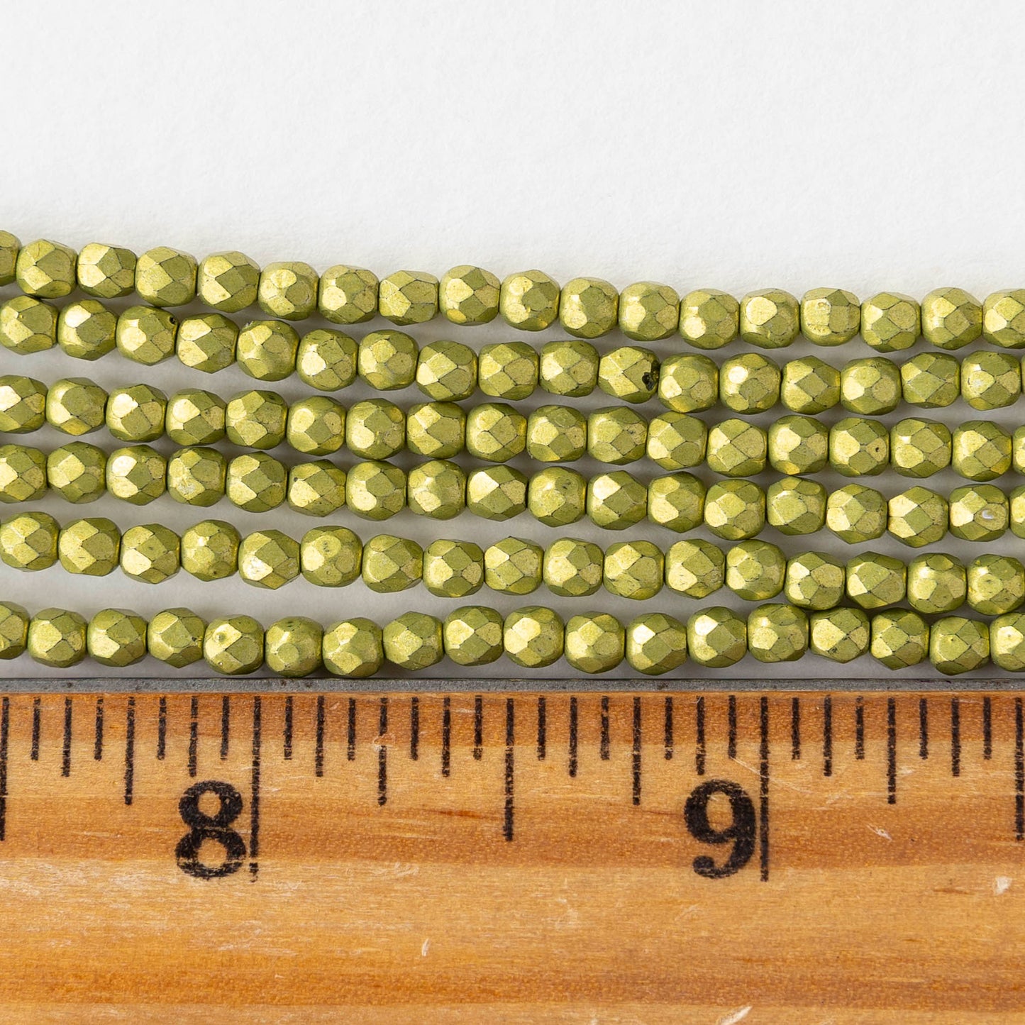 3mm Firepolished Round Beads - Saturated Metallic Primrose - 50 Beads