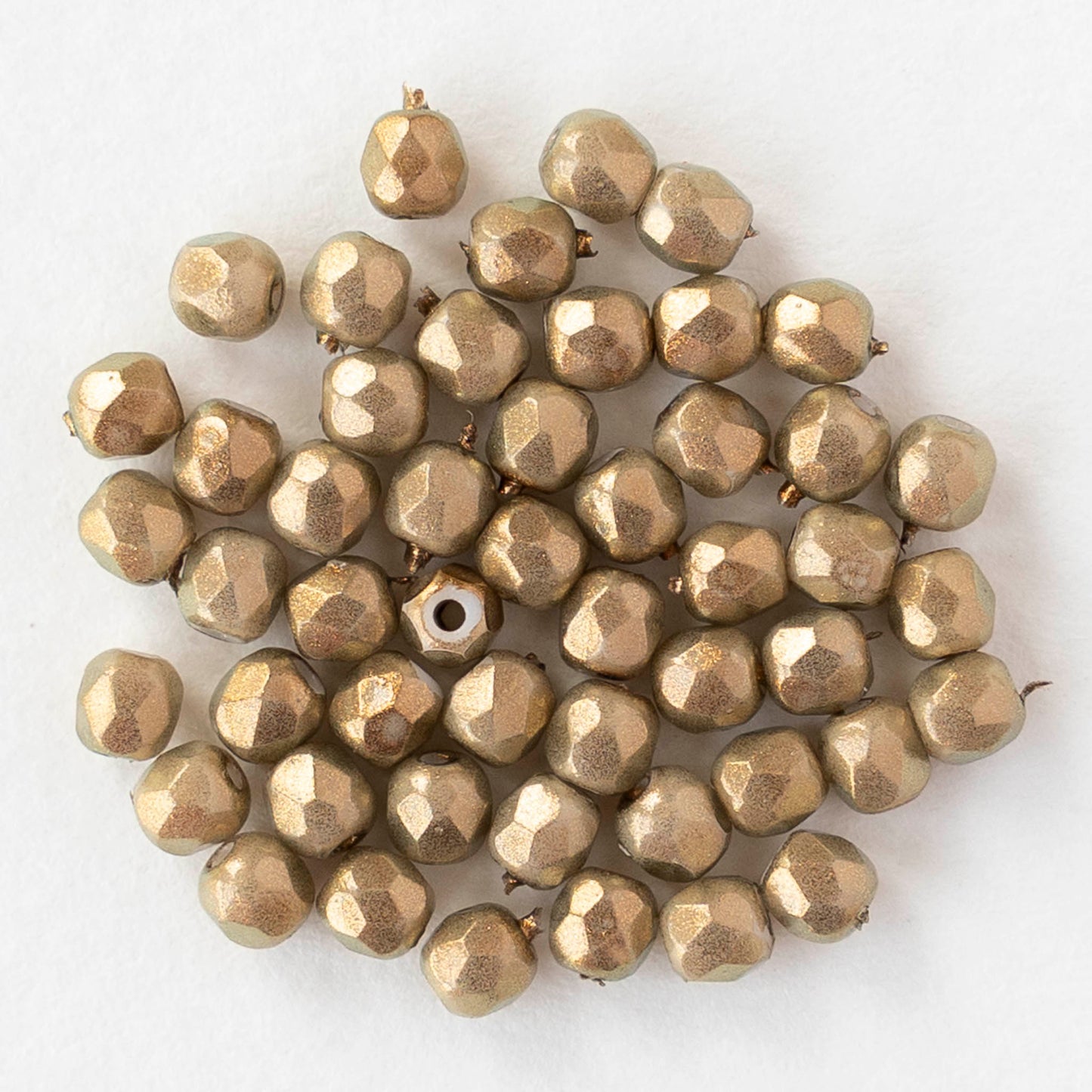 3mm Firepolished Round Beads - Halo Ethereal Linen - 50 Beads