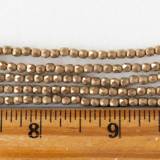 3mm Firepolished Round Beads - Halo Ethereal Linen - 50 Beads