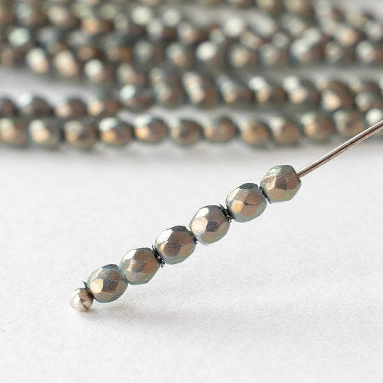 3mm Firepolished Round Beads - Halo Ethereal Shadows - 50 Beads
