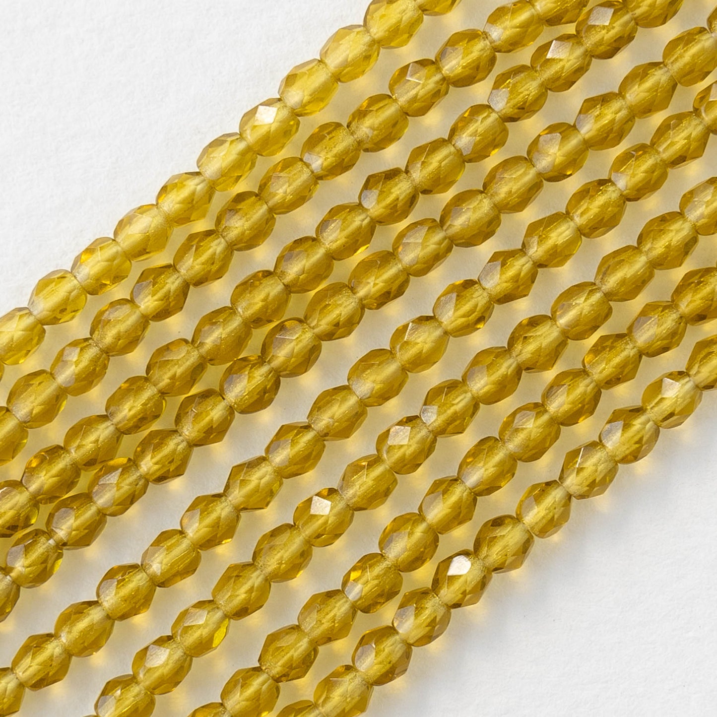 3mm Round Faceted Glass Beads - Transparent Honey Amber- 100 Beads