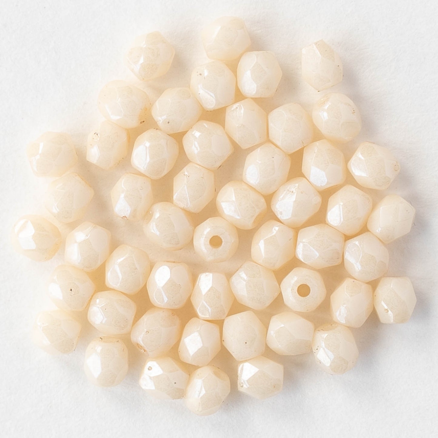3mm Firepolished Round Beads - Opaque Ivory White - 50 Beads