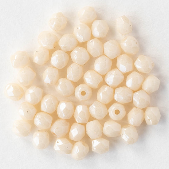 3mm Firepolished Round Beads - Opaque Ivory White - 50 Beads