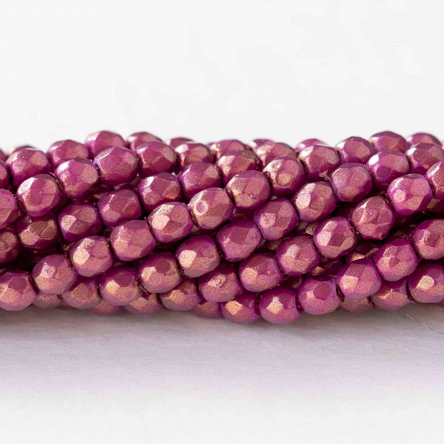 3mm Firepolished Round Beads - Halo Ethereal Madder Rose - 50 Beads
