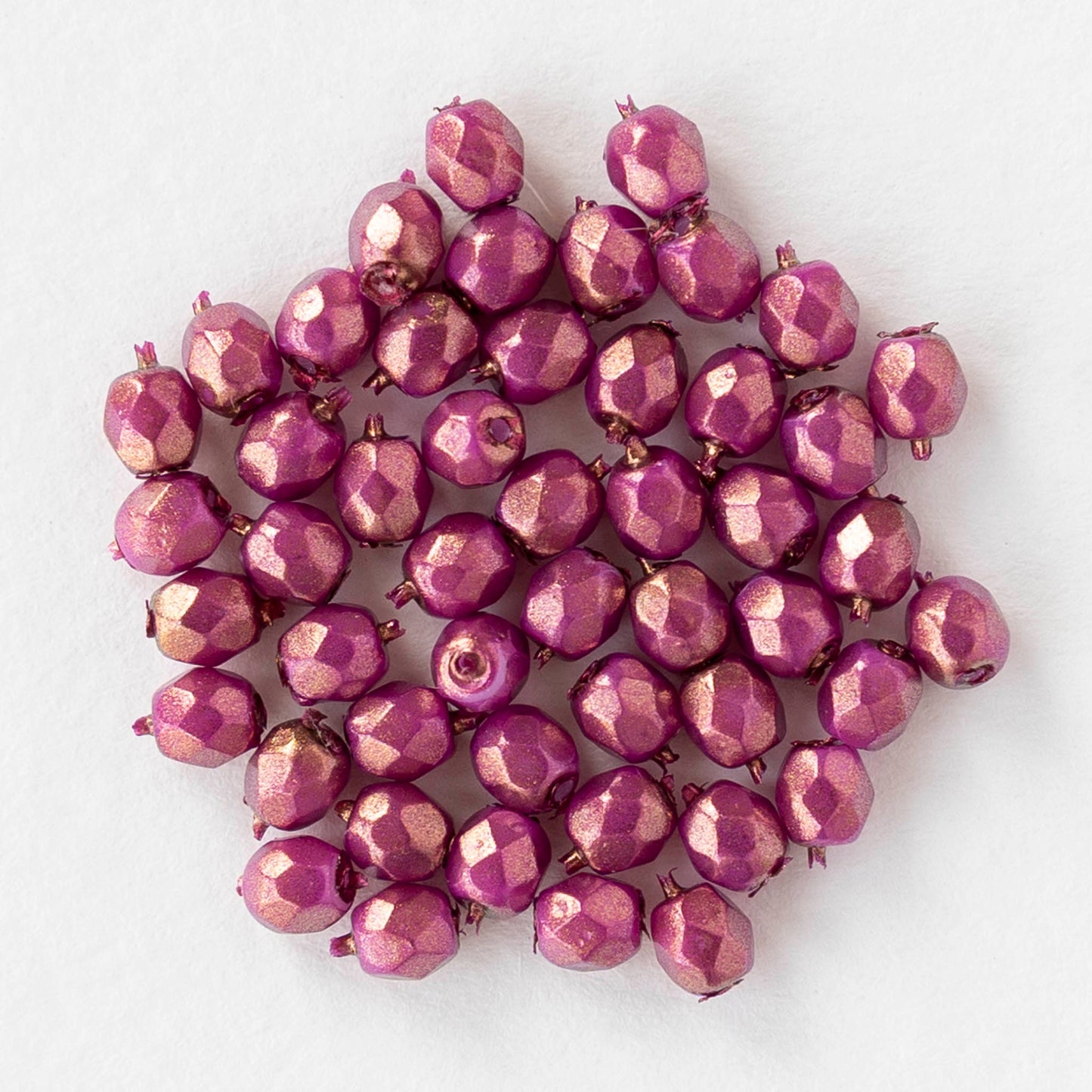 3mm Firepolished Round Beads - Halo Ethereal Madder Rose - 50 Beads