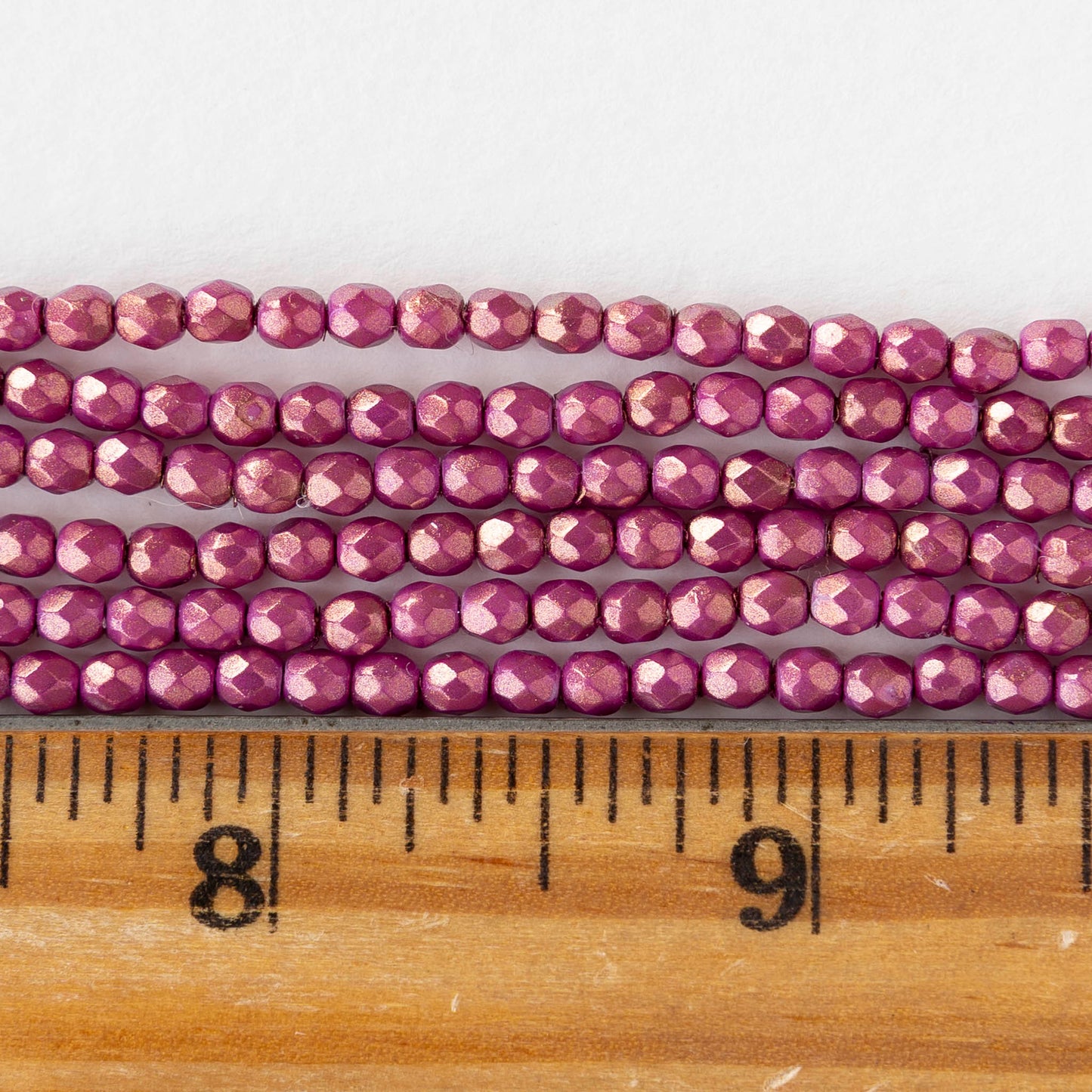3mm Firepolished Round Beads - Halo Ethereal Madder Rose - 50 Beads