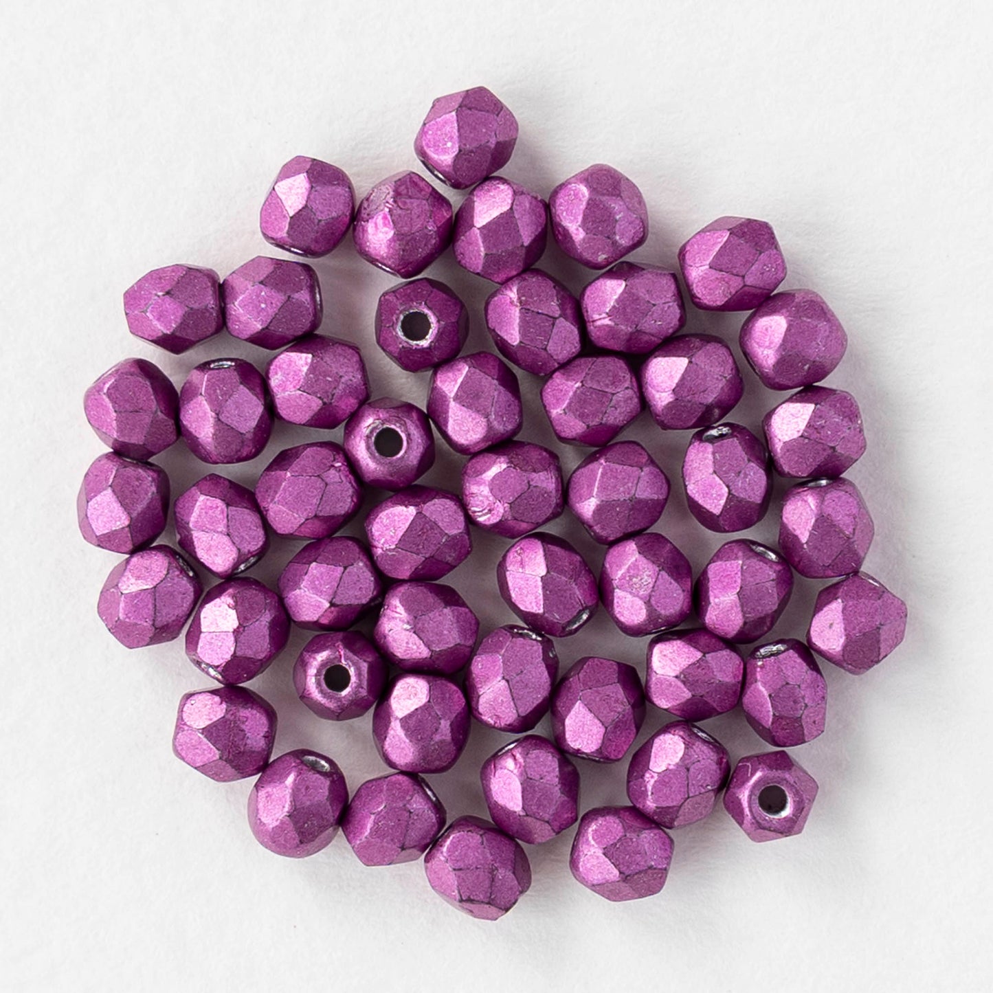 3mm Firepolished Round Beads - Metallic Pink Yarrow - 50 Beads