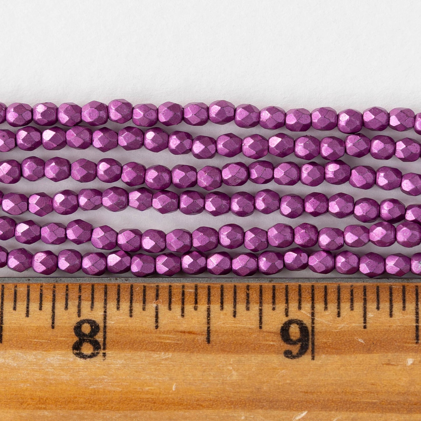 3mm Firepolished Round Beads - Metallic Pink Yarrow - 50 Beads