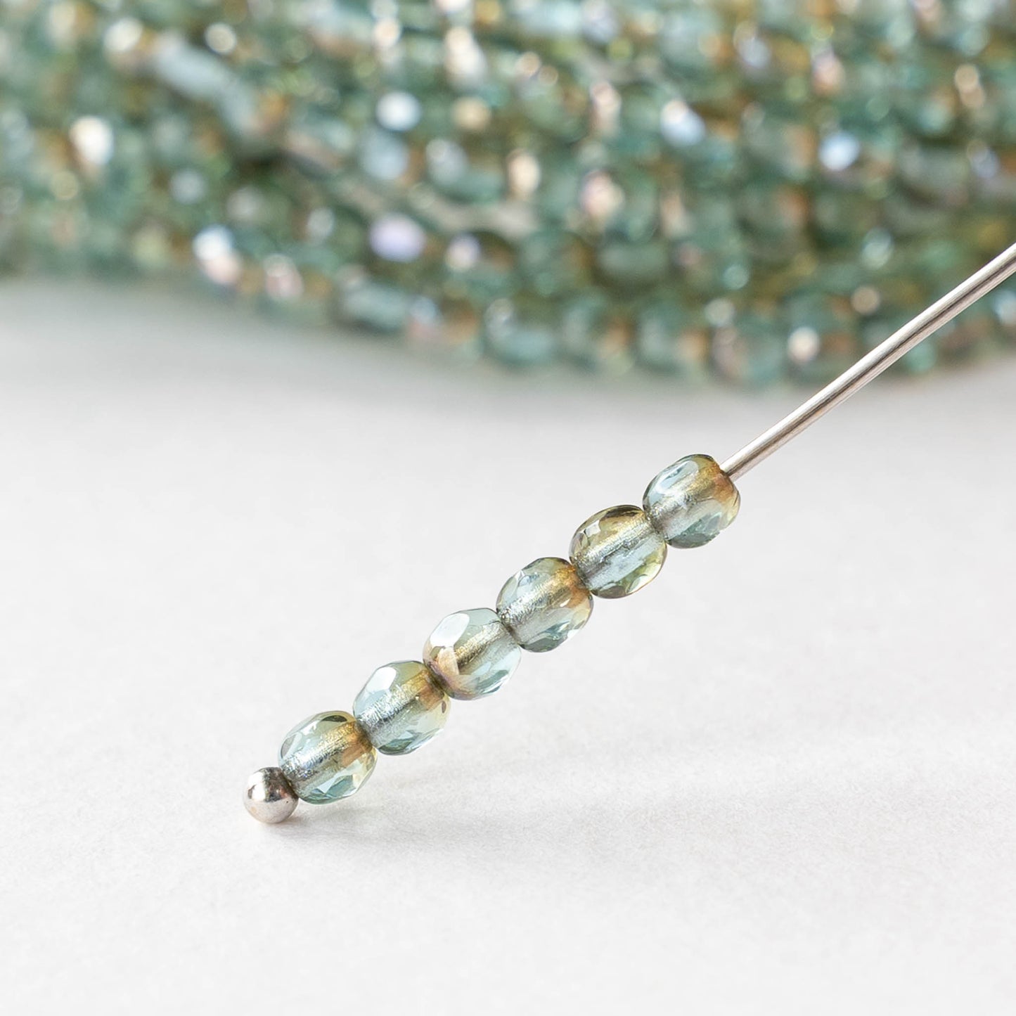 3mm Firepolished Round Beads - Seafoam Amber - 50 Beads