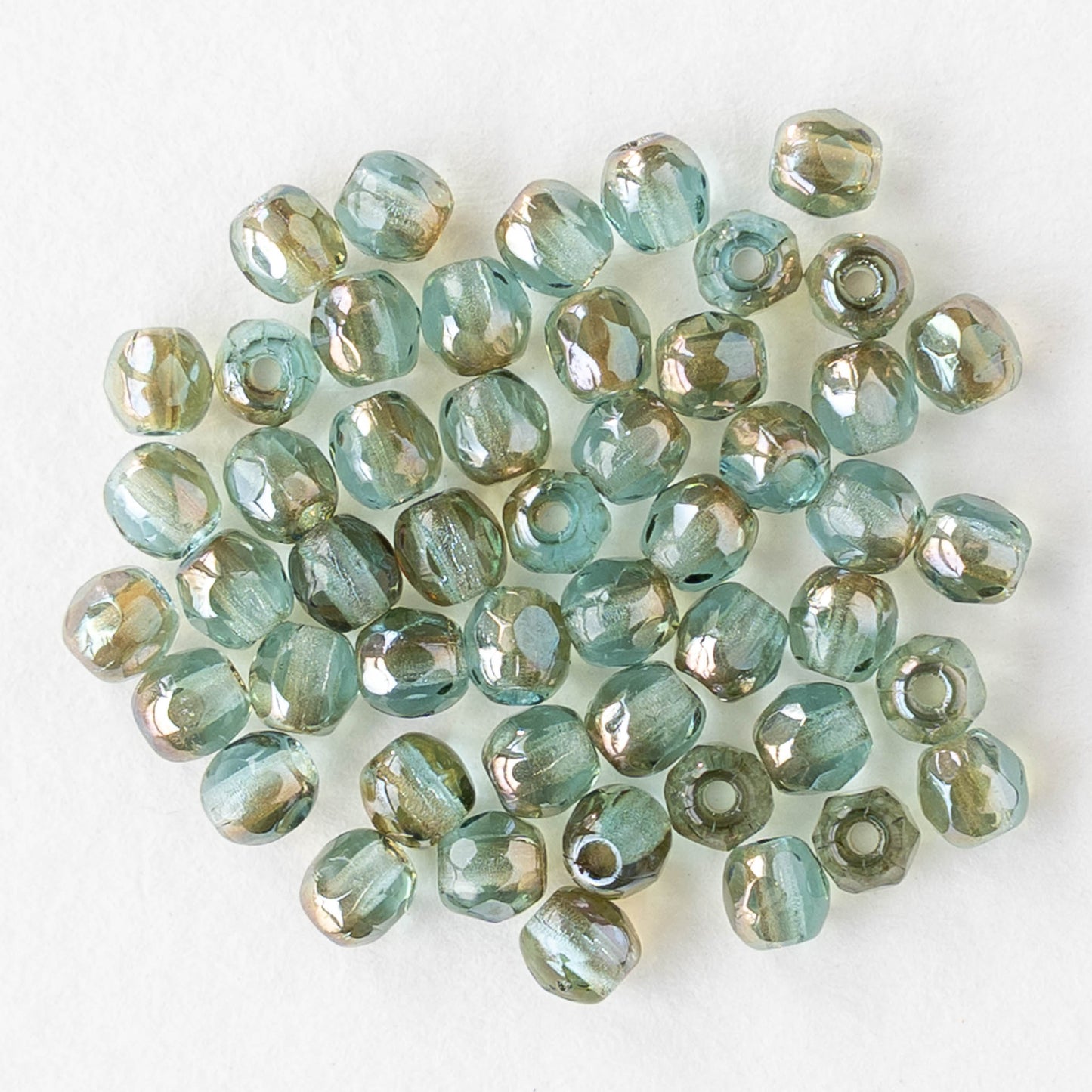 3mm Firepolished Round Beads - Seafoam Amber - 50 Beads