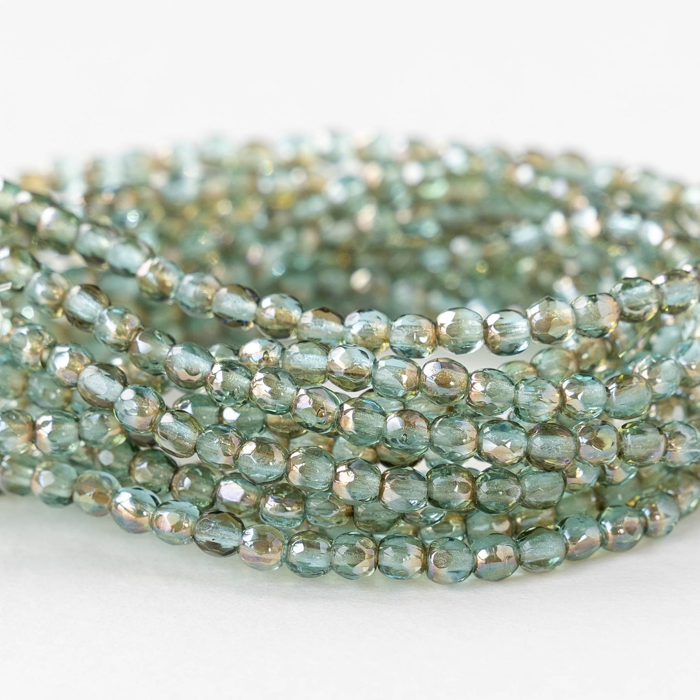 3mm Firepolished Round Beads - Seafoam Amber - 50 Beads