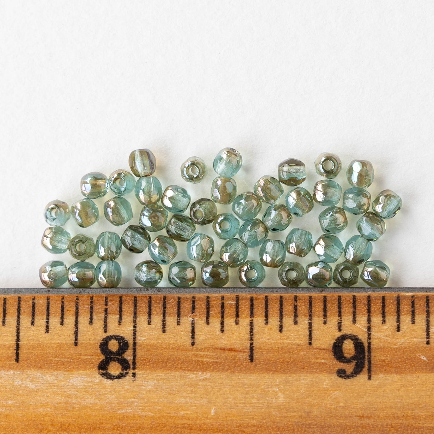 3mm Firepolished Round Beads - Seafoam Amber - 50 Beads