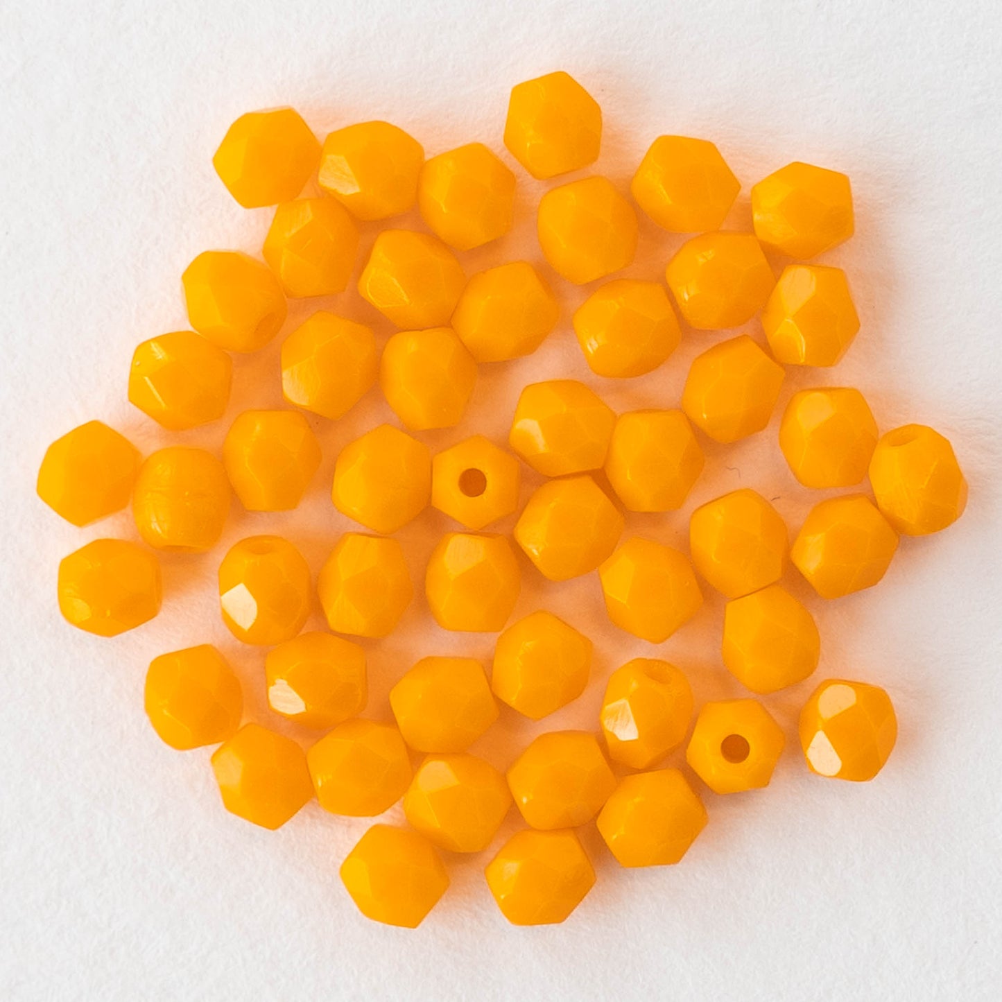 3mm Round Faceted Glass Beads - Opaque Sunflower Yellow - 100 Beads