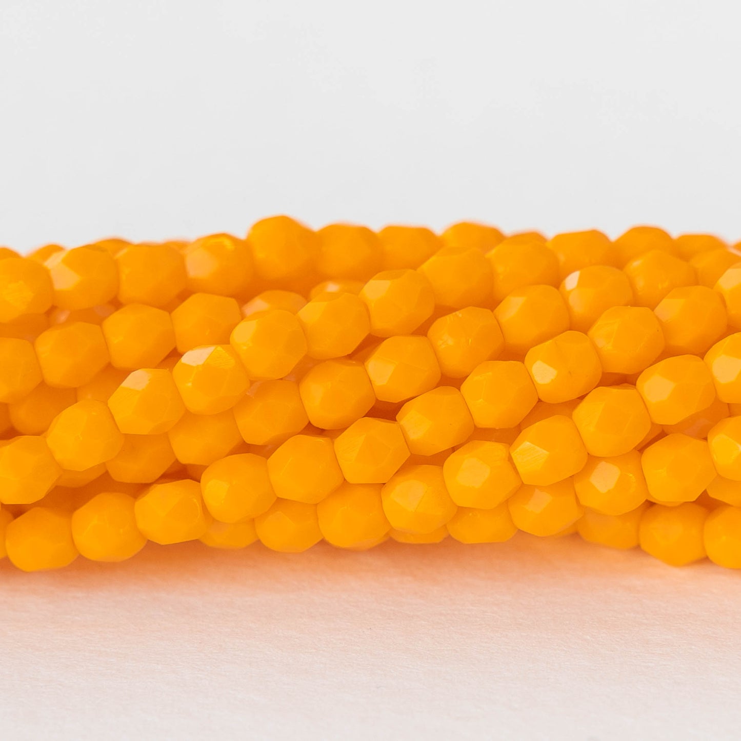 3mm Round Faceted Glass Beads - Opaque Sunflower Yellow - 100 Beads