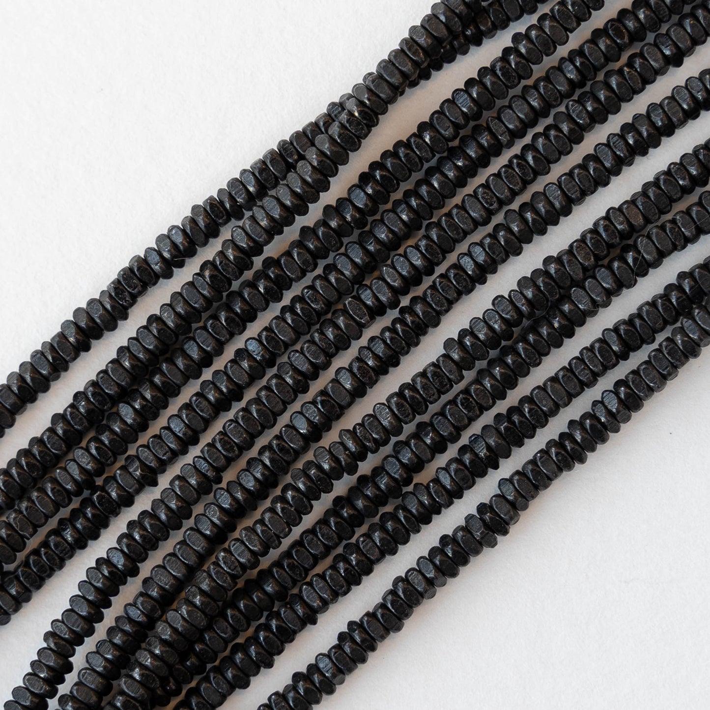 2.5mm Metal Square Disk Beads - Black Brass - 100 Beads