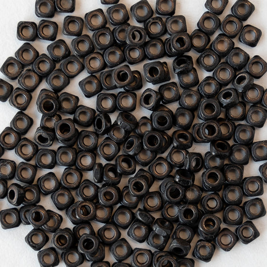 2.5mm Metal Square Disk Beads - Black Brass - 100 Beads