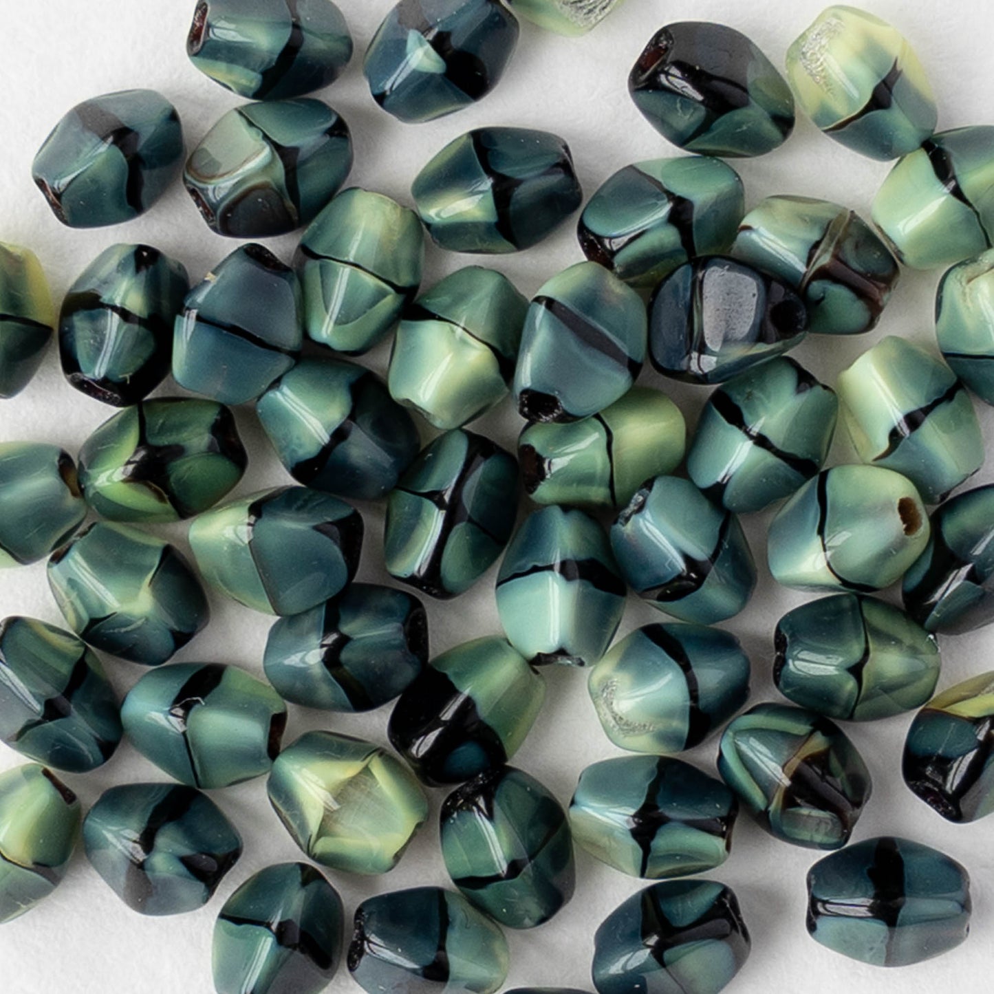 5mm Glass Pinch Beads - Yellow Tiger's Eye Silk - 25 or 50 beads