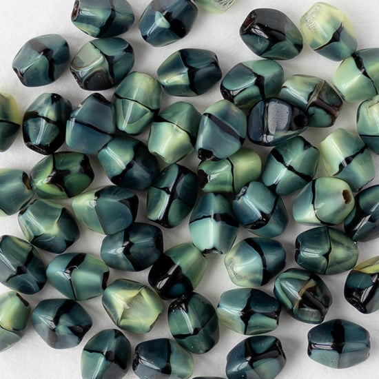 5mm Glass Pinch Beads - Yellow Tiger's Eye Silk - 25 or 50 beads