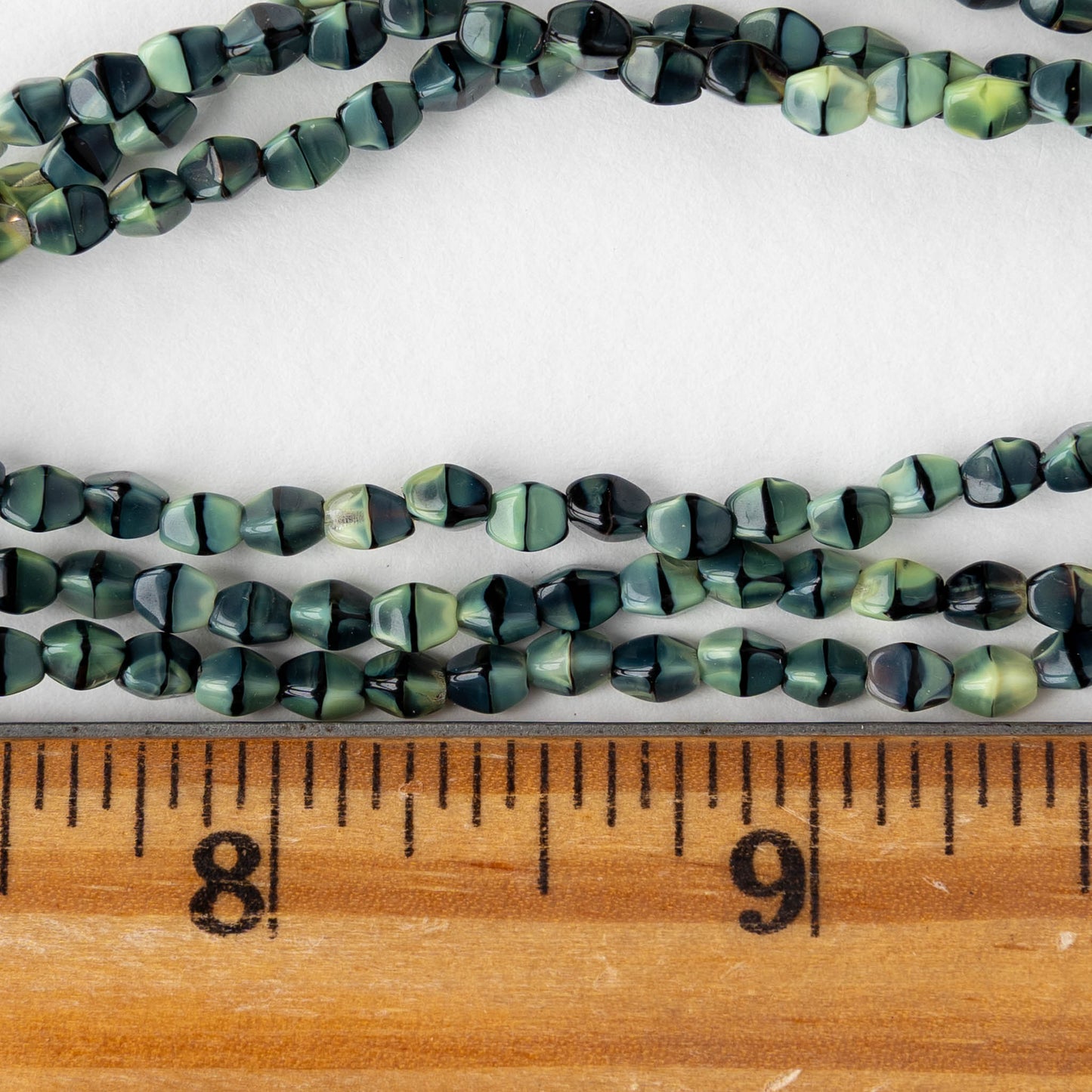 5mm Glass Pinch Beads - Yellow Tiger's Eye Silk - 25 or 50 beads