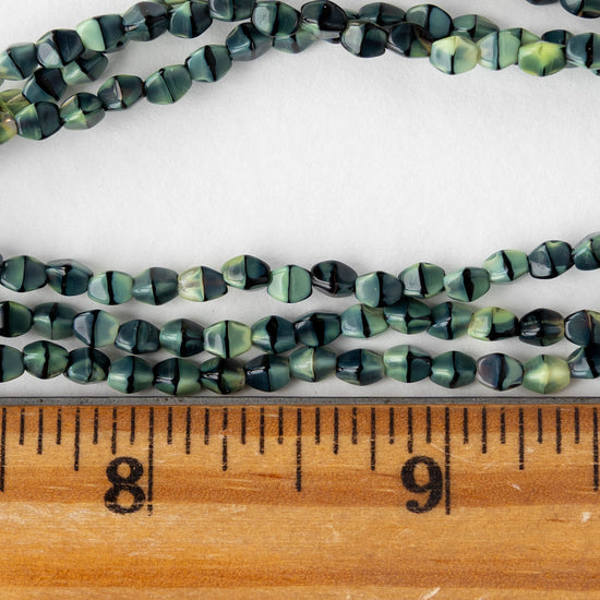 5mm Glass Pinch Beads - Yellow Tiger's Eye Silk - 25 or 50 beads