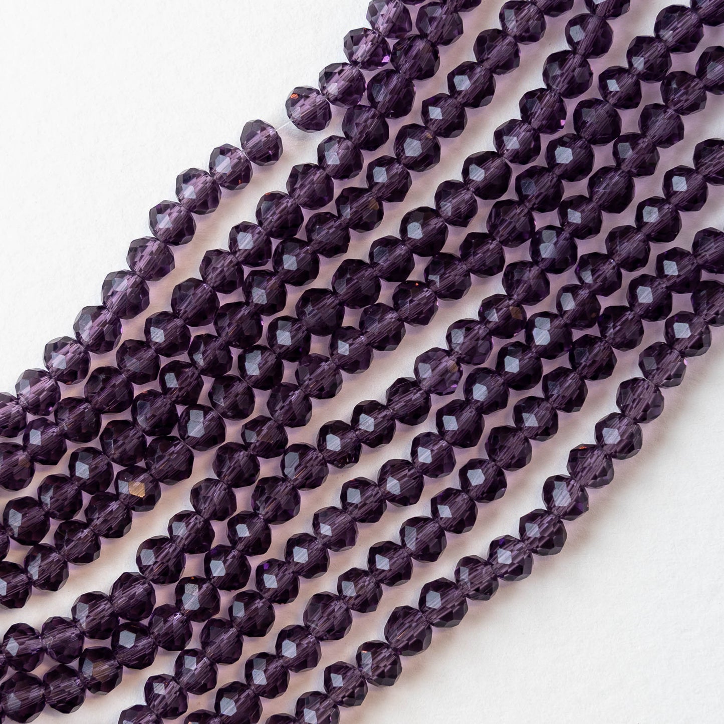 3x4mm Faceted Rondelle Beads - Transparent Amethyst  - 125 beads