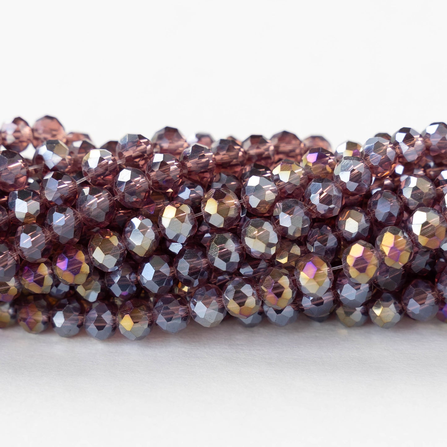 3x4mm Faceted Rondelle Beads - Purple AB - 125 beads