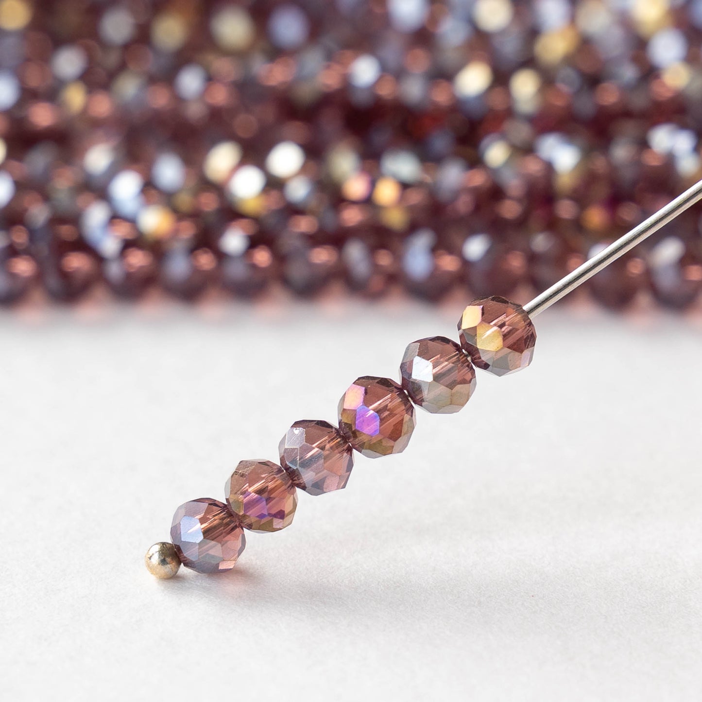 3x4mm Faceted Rondelle Beads - Purple AB - 125 beads