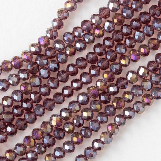 3x4mm Faceted Rondelle Beads - Purple AB - 125 beads