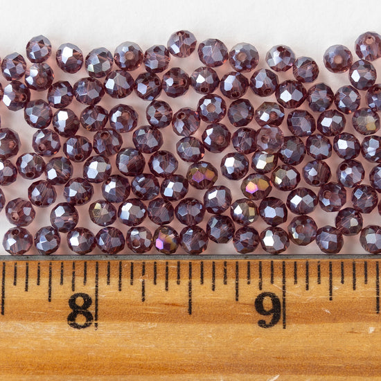 3x4mm Faceted Rondelle Beads - Purple AB - 125 beads