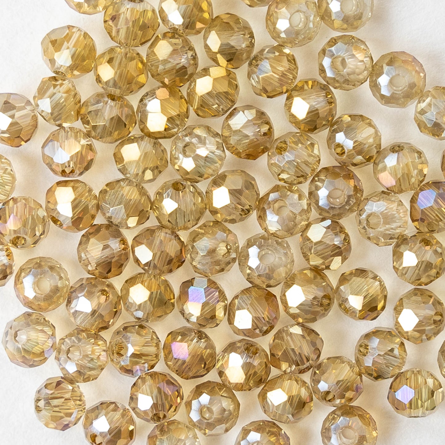 3x4mm Faceted Rondelle Beads - Golden AB  Champagne - 125 beads