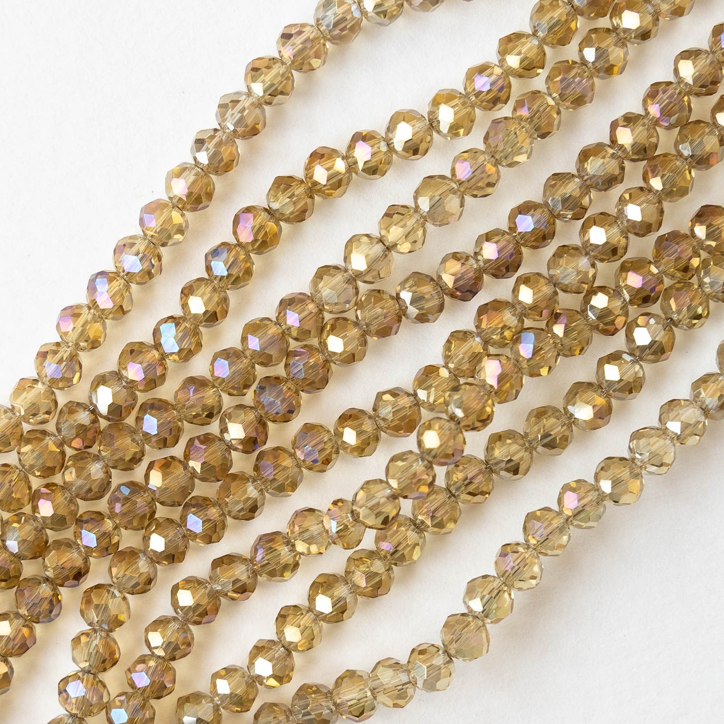 3x4mm Faceted Rondelle Beads - Golden AB  Champagne - 125 beads