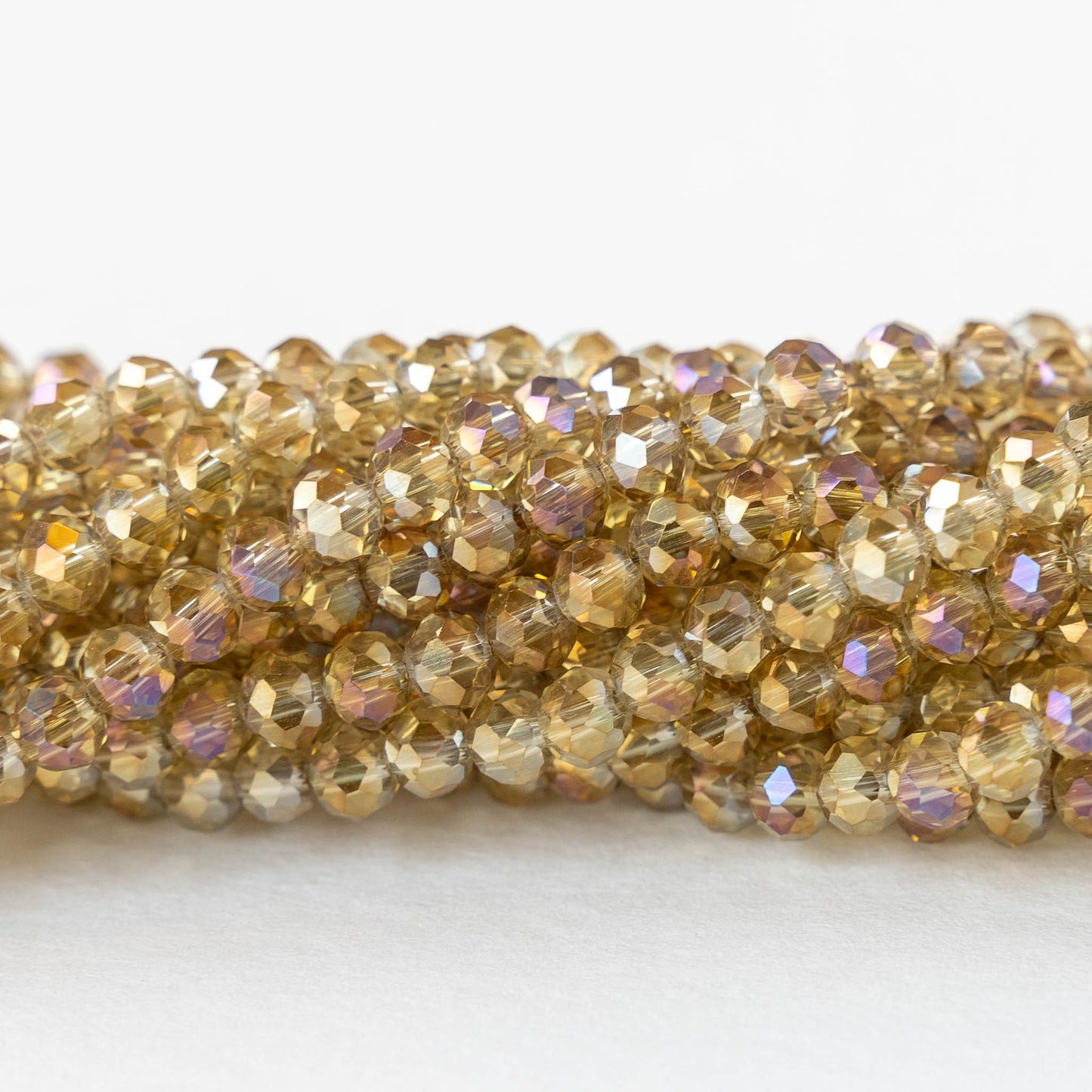 3x4mm Faceted Rondelle Beads - Golden AB  Champagne - 125 beads