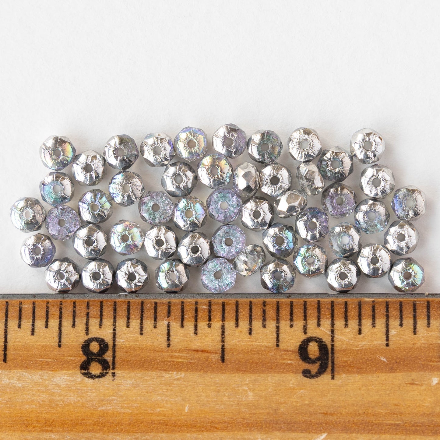 3x4mm Faceted Rondelle Beads - Crystal Silver AB - 50 beads