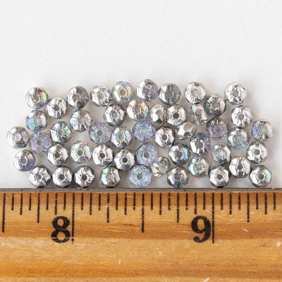 3x4mm Faceted Rondelle Beads - Crystal Silver AB - 50 beads
