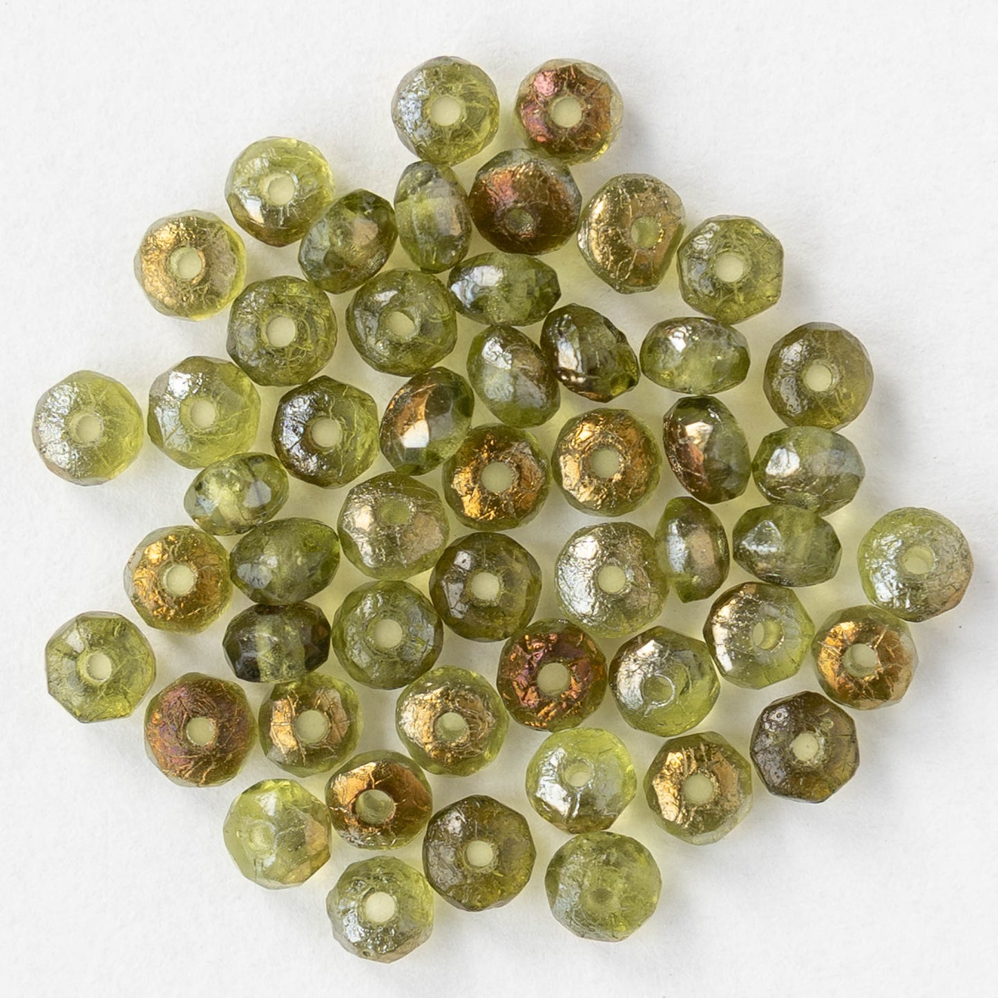 3x4mm Faceted Rondelle Beads - Green Bronze Luster - 50 beads
