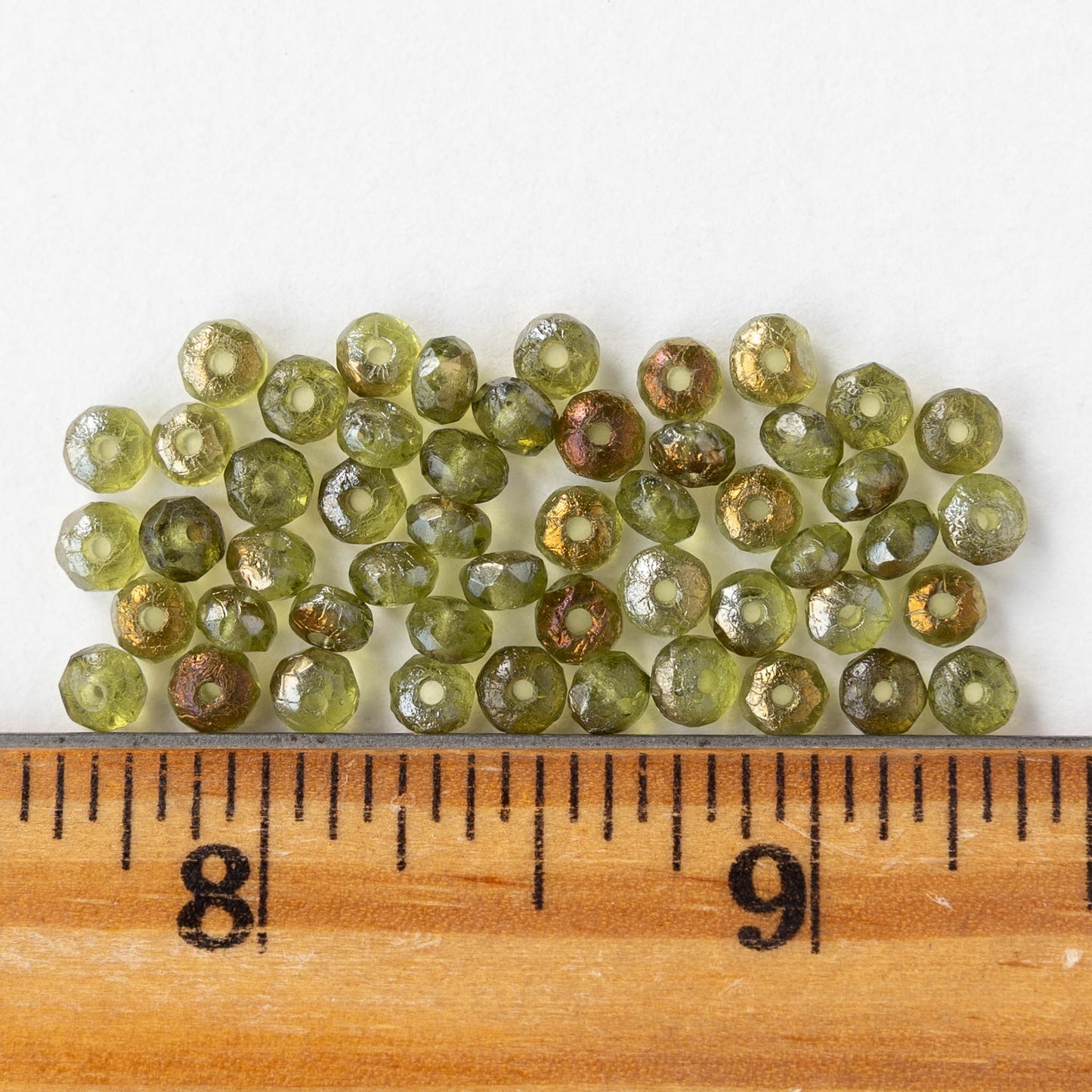 3x4mm Faceted Rondelle Beads - Green Bronze Luster - 50 beads