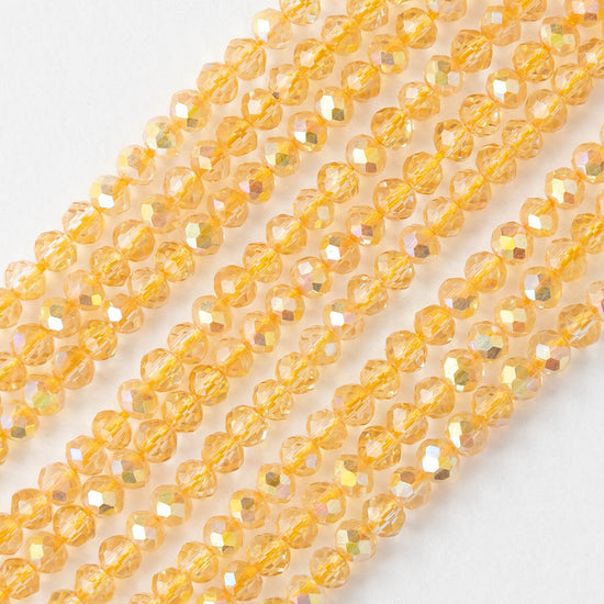3x4mm Faceted Rondelle Beads - Light Orange AB - 13 inch strand ~110 beads