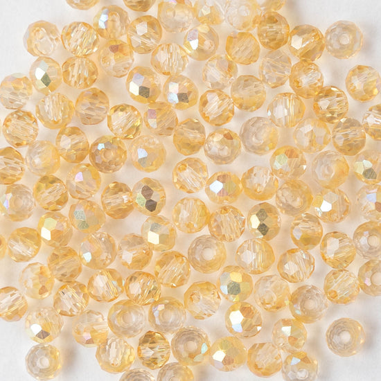 3x4mm Faceted Rondelle Beads - Light Orange AB - 13 inch strand ~110 beads