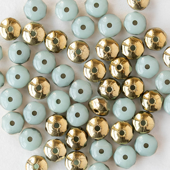 3x4mm Faceted Rondelle Beads - Light Seafoam Gold - 50 beads