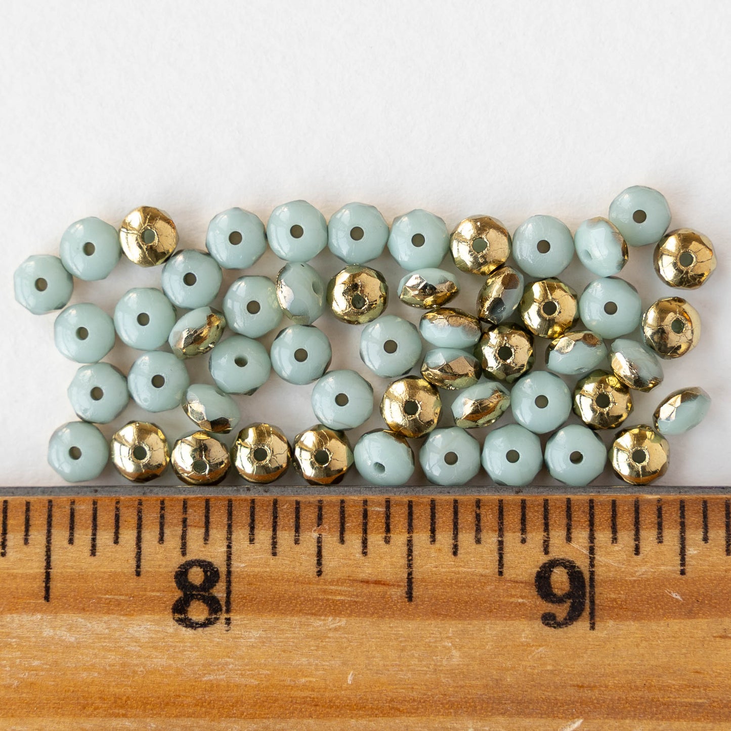 3x4mm Faceted Rondelle Beads - Light Seafoam Gold - 50 beads