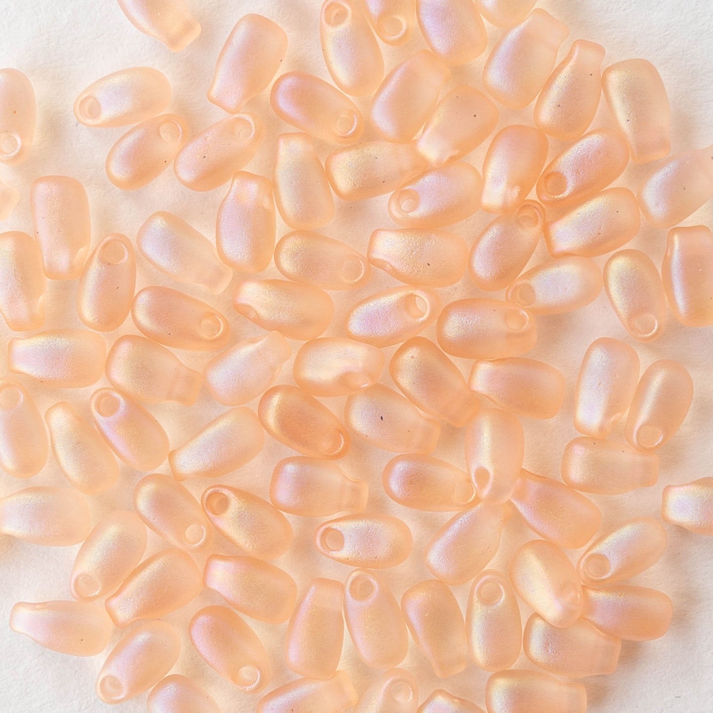 3x5.5mm Glass Magatama Teardrops - Matte Peach AB - 20 grams