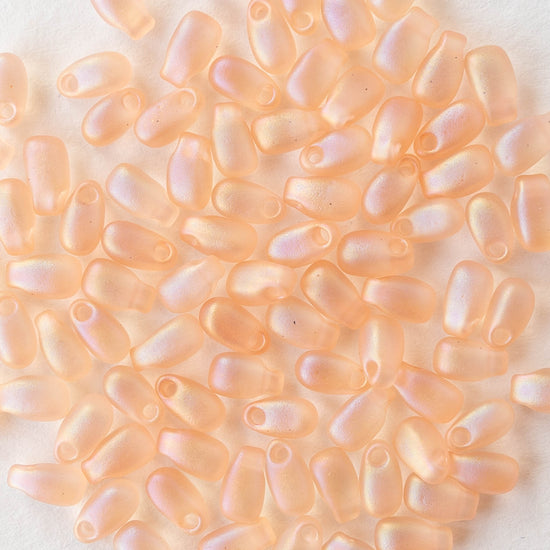 3x5.5mm Glass Magatama Teardrops - Matte Peach AB - 20 grams