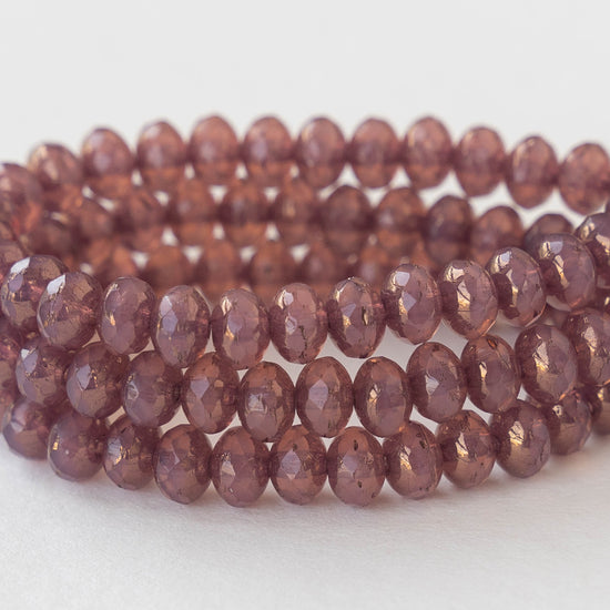 Load image into Gallery viewer, 5x7mm Rondelle Beads - Dk.Pink Opaline Gold - 25 beads
