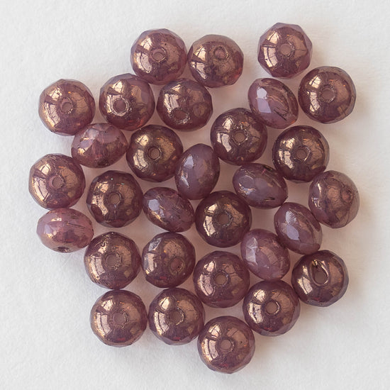 Load image into Gallery viewer, 5x7mm Rondelle Beads - Dk.Pink Opaline Gold - 25 beads
