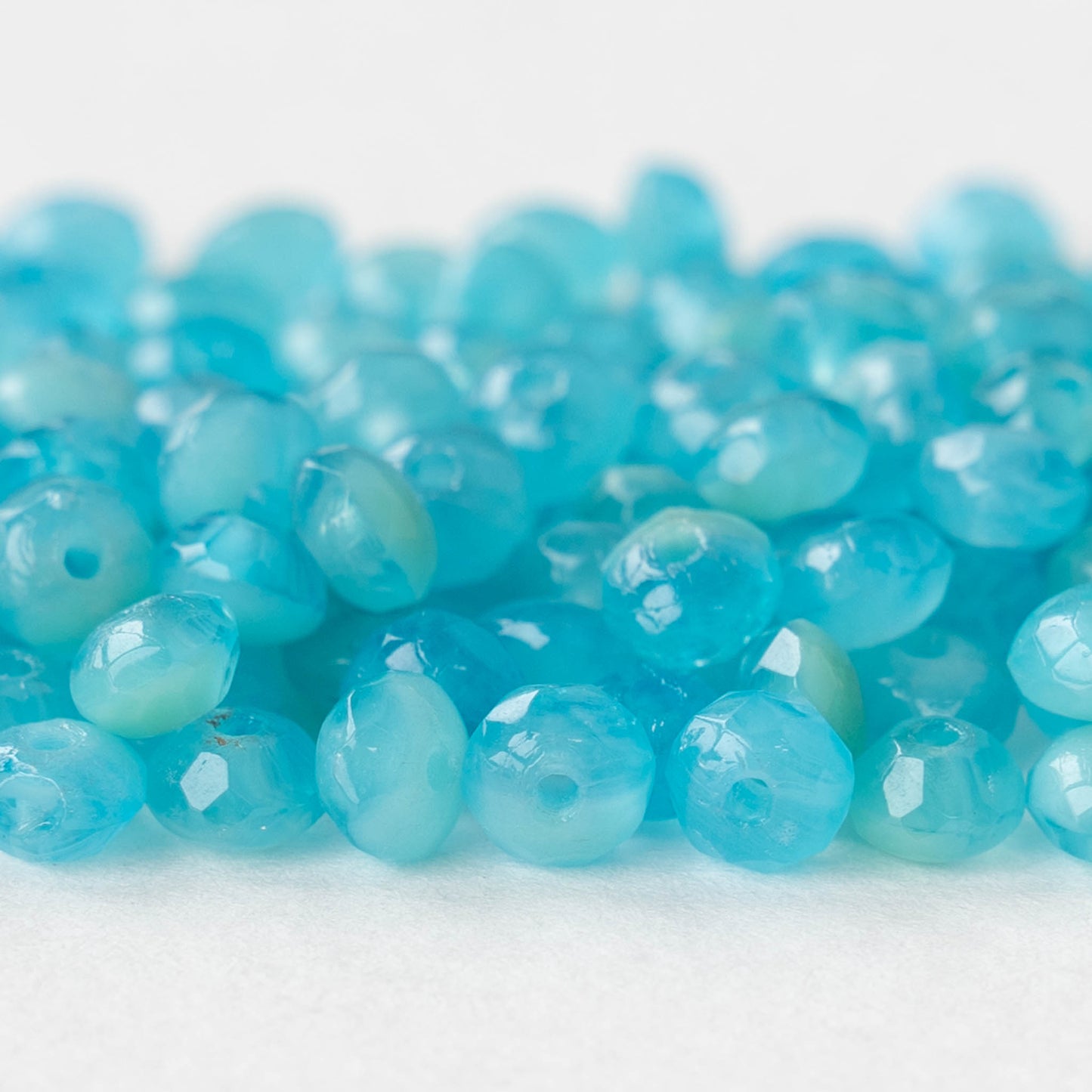 3x5mm Rondelle Beads - Marbled Blue Green Opaline - 120 Beads