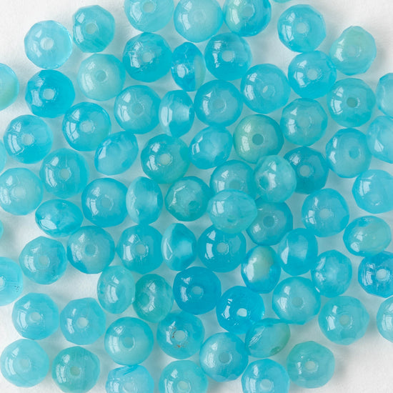 3x5mm Rondelle Beads - Marbled Blue Green Opaline - 120 Beads