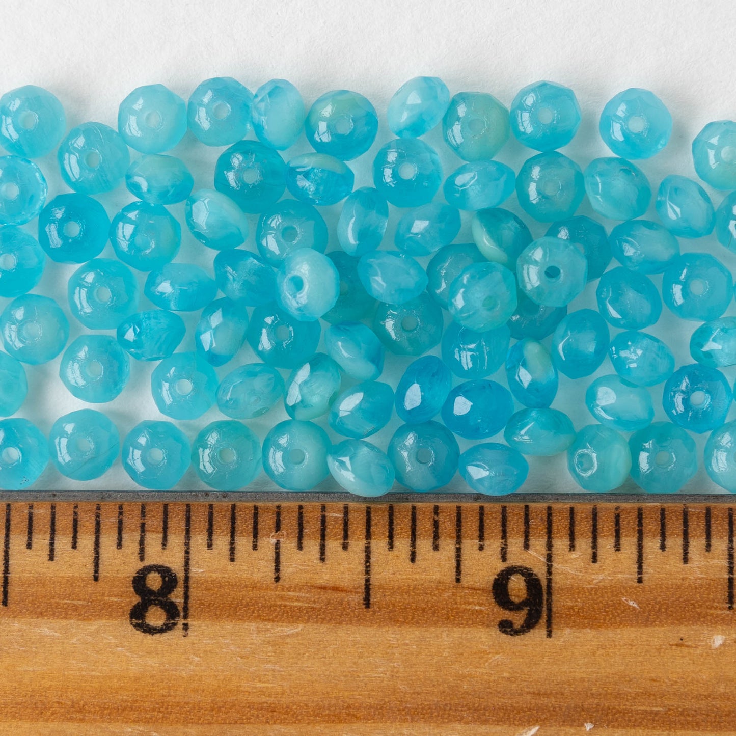 3x5mm Rondelle Beads - Marbled Blue Green Opaline - 120 Beads